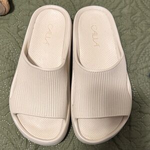 CALIA by Carrie Underwood Cream Slide Mules